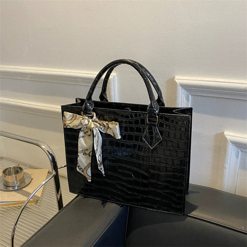 Bolsa Feminina de Alta Qualidade e Grande Capacidade 2026: Nova Moda, Bolsa Tote Simples para o Dia a Dia com Estampa Crocodilo