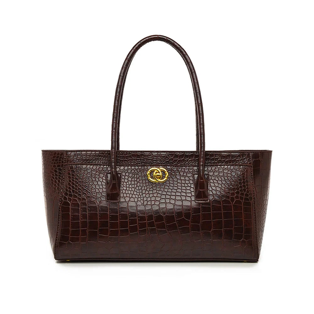 Textura Xiaoxiangfeng Mais fácil para combinar com bolsa de ombro FashionClassy sentido padrão de crocodilo bolsa de ombro Casual feminina Roupas de trabalho bolsa de axila