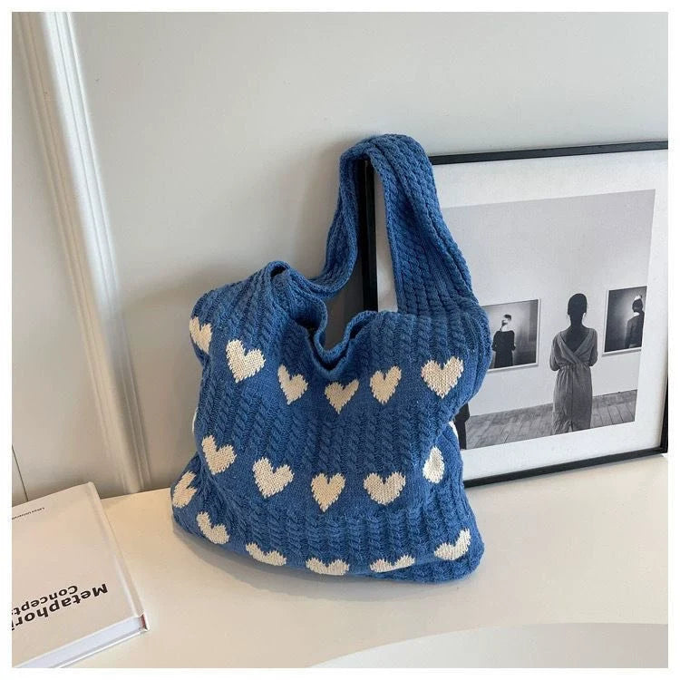 Nova coleção 2026: Bolsa de ombro feminina, bolsa de tricô, moda fácil de combinar, bolsa de lã tricotada, bolsa tiracolo, sacola, bolsa bucket.