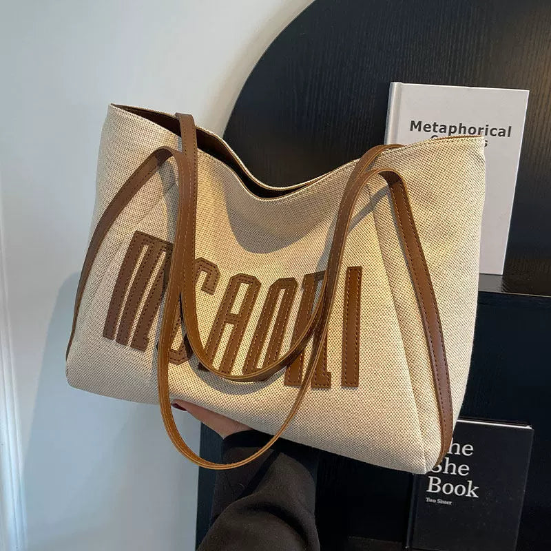 Bolsa Tote de Lona para Mulheres, Grande Capacidade, Novo Lançamento 2026, Bolsa de Mão Exclusiva, Bolsa de Ombro, Bolsa para Estudantes Universitários.