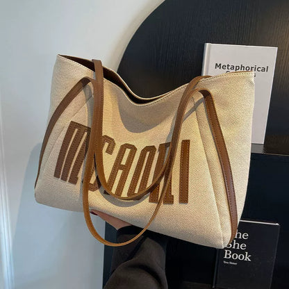 Bolsa Tote de Lona para Mulheres, Grande Capacidade, Novo Lançamento 2026, Bolsa de Mão Exclusiva, Bolsa de Ombro, Bolsa para Estudantes Universitários.