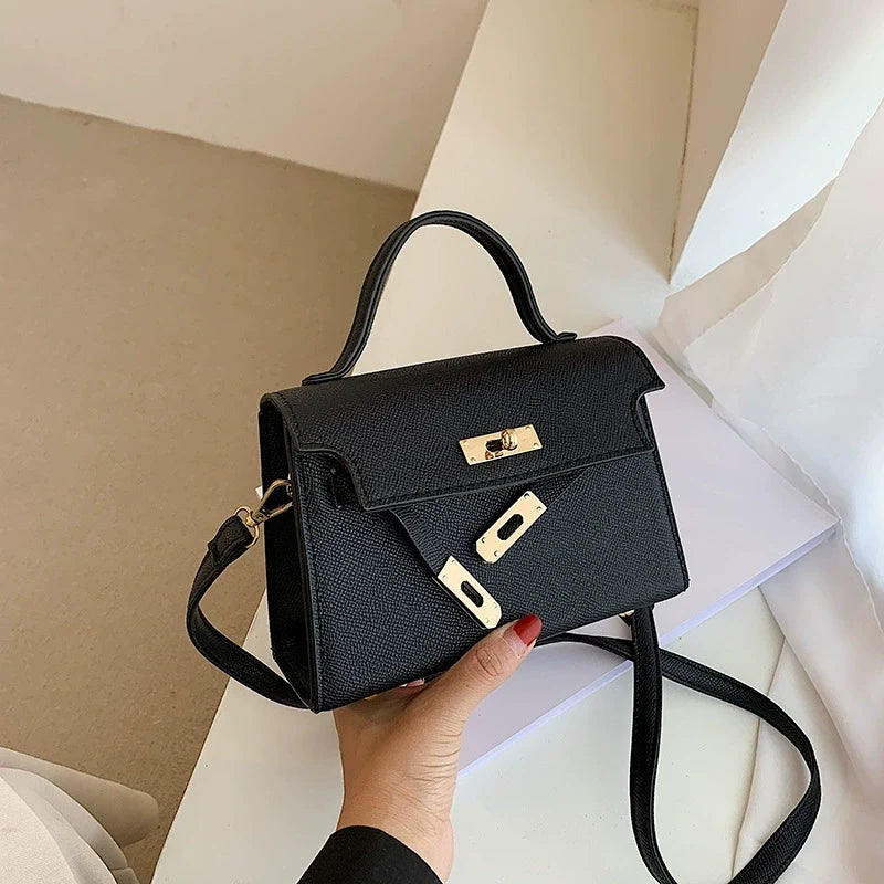 Nova Bolsa Feminina Versátil 2026: Bolsa Retrô Kelly de Ombro Único Transversal Pequena Quadrada – Atacado