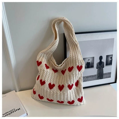 Nova coleção 2026: Bolsa de ombro feminina, bolsa de tricô, moda fácil de combinar, bolsa de lã tricotada, bolsa tiracolo, sacola, bolsa bucket.