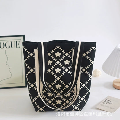 Bolsa de malha de grande capacidade bolsa de ombro feminina versátil moda crossbody bolsa balde bolsa de ombro