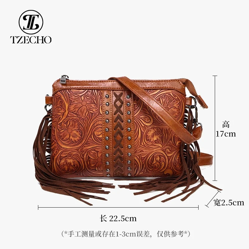 Bolsa Boêmia de Estilo Novo com Franjas, Bolsa Transversal, Bolsa de Ombro, Bolsa de Alta Quality, Bolsa Feminina em Couro PU Impresso