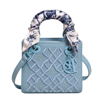 Bolsa Princesa Diana com Bordado Pesado, Nova Moda, Bolsa de Seda, Bolsa de Ombro de Alta Qualidade para Mulheres