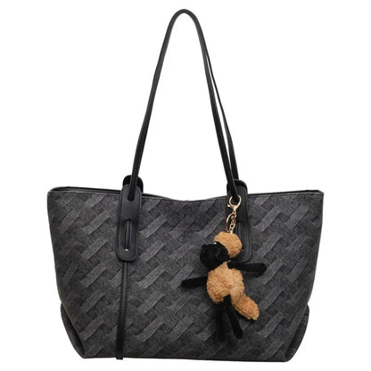 Bolsa de Ombro Casual Color Block da Moda 2026 - Bolsa Tote Estilosa e Espaçosa para o Trabalho, Escola e Uso Diário.