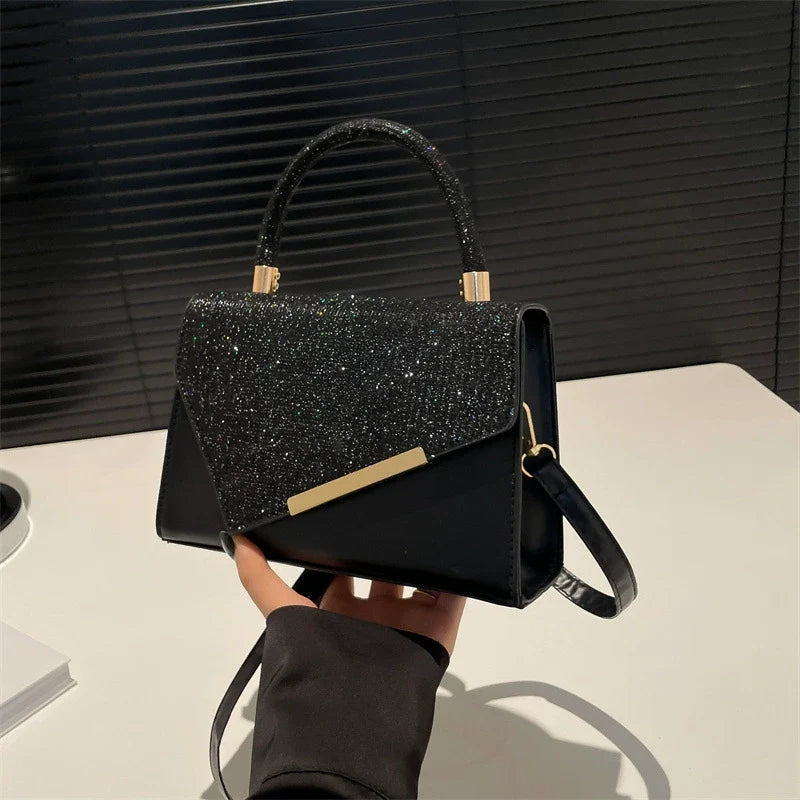 Bolsa transversal de ombro feminina de alta qualidade, estilo novo, versátil, com bordado em fio dourado, pequena e quadrada.