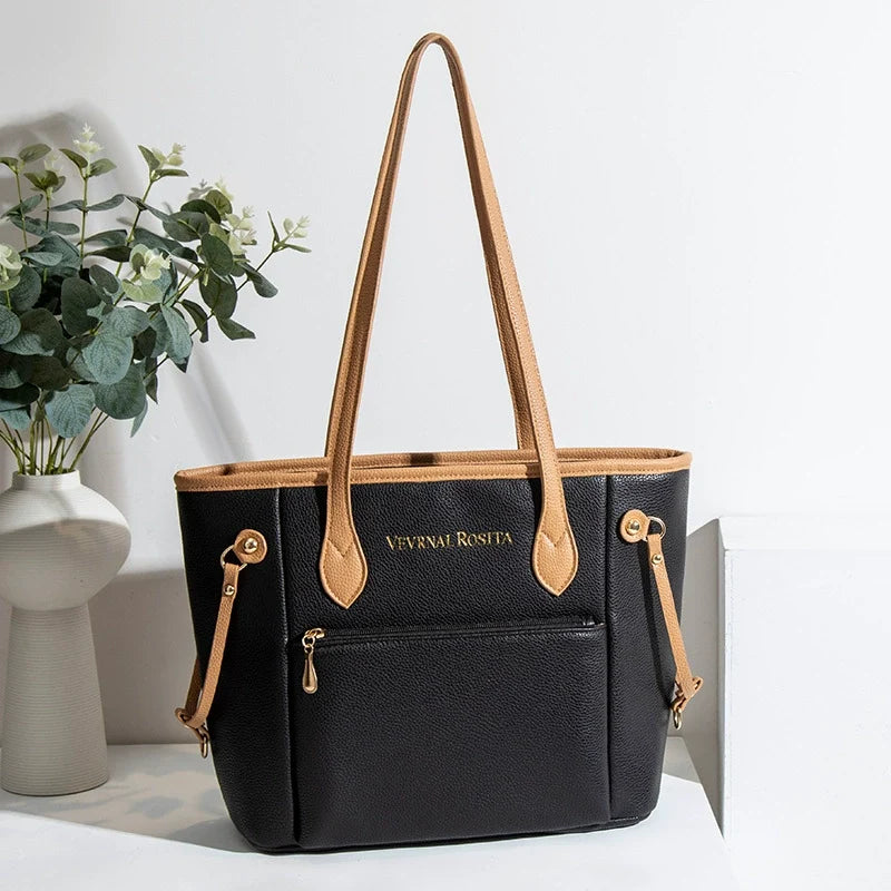 Bolsa de compras clássica de fábrica de fornecimento de comércio exterior, bolsa tote com borda de óleo, bolsa grande multicolorida para mamãe, bolsa de ombro de grande capacidade para mulheres.