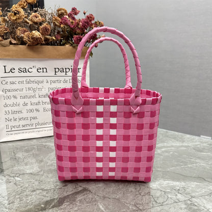 Nova bolsa de presente de cesta de presente de plástico tecido bolsa de presente estilo fresco bolsa de praia bolsa feminina.
