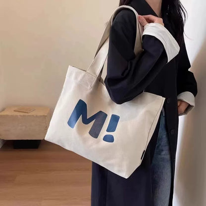 Sacola de lona feminina grande capacidade resistente sacola de compras de supermercado simples e versátil 2024 nova bolsa de ombro sacola tote