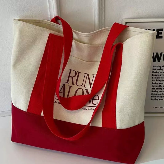 Bolsa Tote de Lona - Nova Coleção Feminina: Bolsa de Ombro Minimalista, Estilosa e de Grande Capacidade - Bolsa de Mão Versátil Estilo Coreano para o Dia a Dia