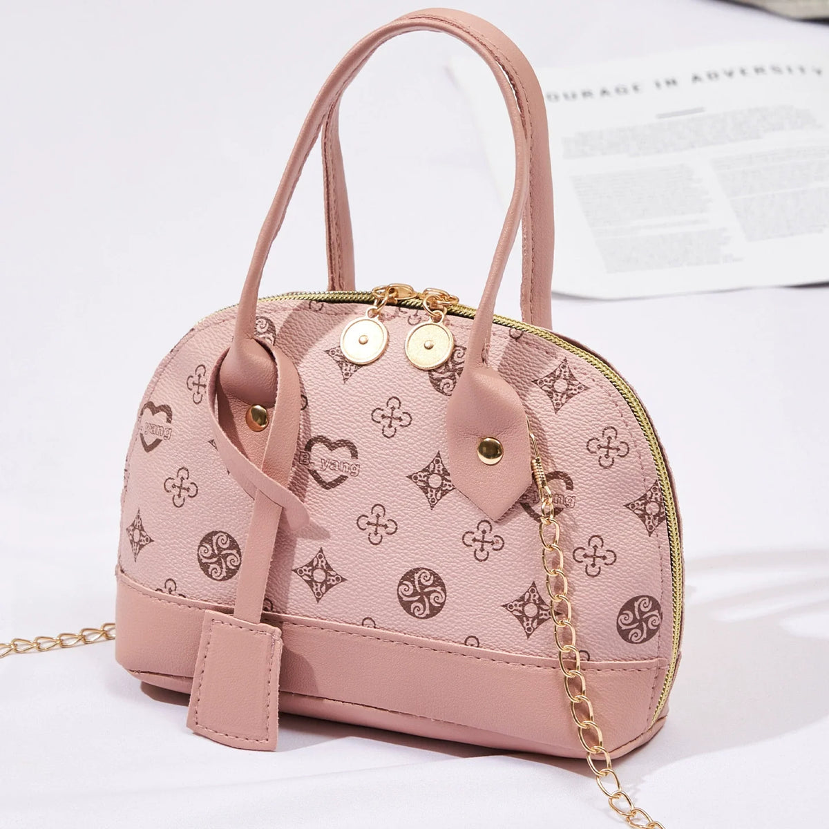 2026 Nova Moda, Luxo Leve, Niche Monica & Friends Bolsa Feminina de Alto Padrão - Bolsa Shell com Bloco de Cores Estampado