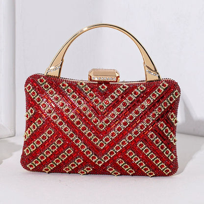 Bolsa de noite exclusiva transfronteiriça 2025 nova bolsa de banquete retrô europeia e americana bolsa feminina de alta qualidade com diamantes incrustados.