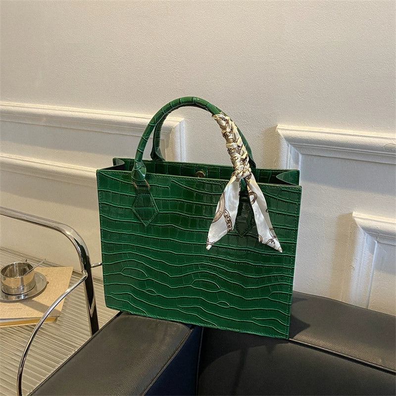 Bolsa Feminina de Alta Qualidade e Grande Capacidade 2026: Nova Moda, Bolsa Tote Simples para o Dia a Dia com Estampa Crocodilo