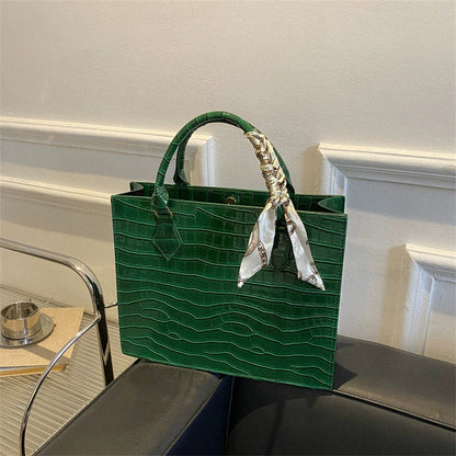 Bolsa Feminina de Alta Qualidade e Grande Capacidade 2026: Nova Moda, Bolsa Tote Simples para o Dia a Dia com Estampa Crocodilo