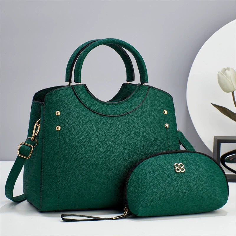 Conjunto de bolsas femininas de Taizhou, bolsa mãe, duas peças, cor pura, grande capacidade, bolsa feminina de ombro, bolsa transversal, bolsas por atacado.