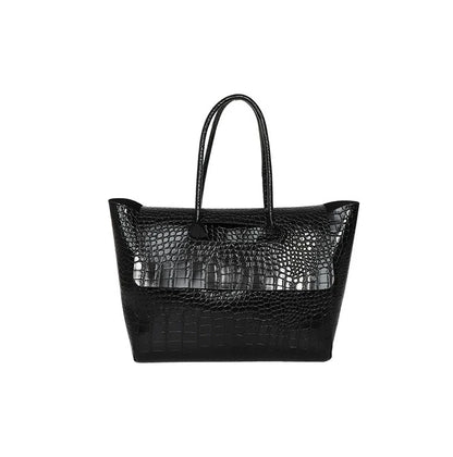 Bolsa Tote Estilo Coreano 2026 com Textura de Crocodilo - Bolsa de Ombro Feminina de Grande Capacidade para o Dia a Dia, Estilosa, Versátil e de Alta Qualidade.