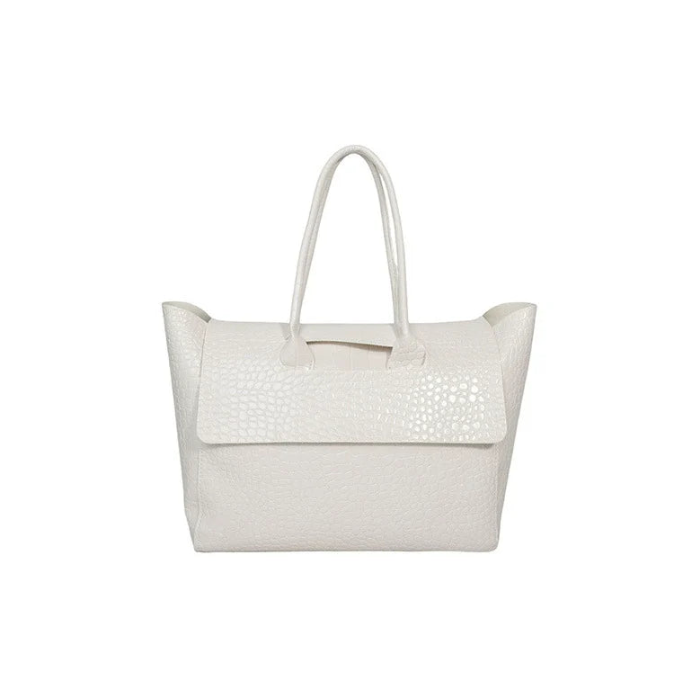 Bolsa Tote Estilo Coreano 2026 com Textura de Crocodilo - Bolsa de Ombro Feminina de Grande Capacidade para o Dia a Dia, Estilosa, Versátil e de Alta Qualidade.