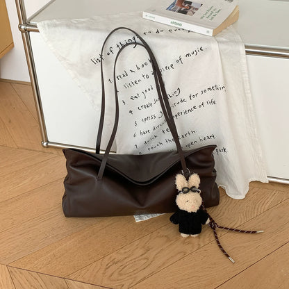 Bolsa de Ombro em Couro Genuíno - Estilo Coreano, Design Exclusivo, Ideal para o Dia a Dia, Sacola de Grande Capacidade, Novidade, Toque Sofisticado, Bolsa de Axila Versátil.