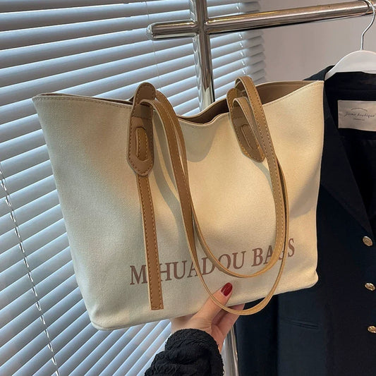 Sacola de Lona - Grande Capacidade Feminina, Novo Design Premium 2026, Bolsa de Mão de Tecido, Sacola Grande para o Dia a Dia