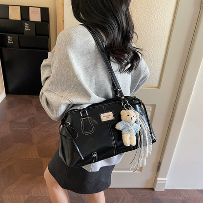 2026 Nova Coleção Moda Cor Contrastante Bolsa de Grande Capacidade Feminina Sen Meng Bolsa de Ombro Moderna para o Dia a Dia Bolsa Satchel Tote Sensível