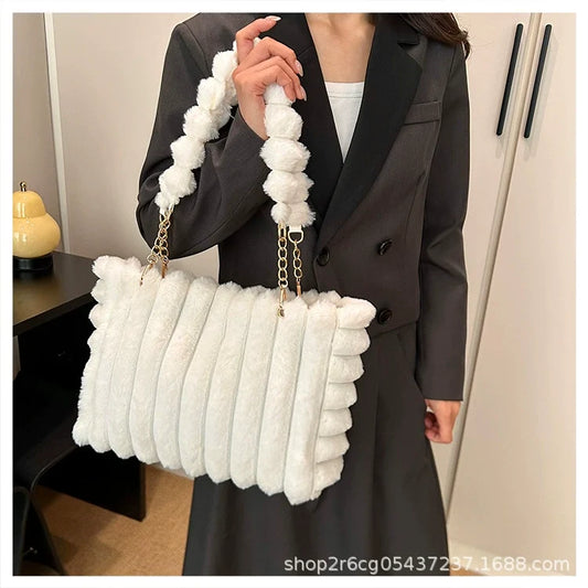 Bolsa acolchoada feminina 2026Nova coleçãoEstilo K, grande capacidade, bolsa tote doce com corrente, casual, fashion, bolsa de ombro tipo satchel