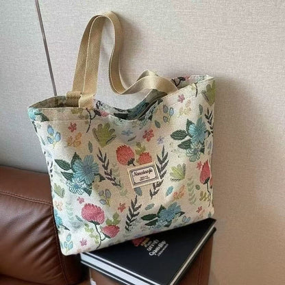 Bolsa de Ombro Feminina Estilo Nicho de Grande Capacidade 2025 Nova Coleção Bolsa de Lona Sacola Clássica Bolsa de Trabalho Bolsa Tote para Roupas