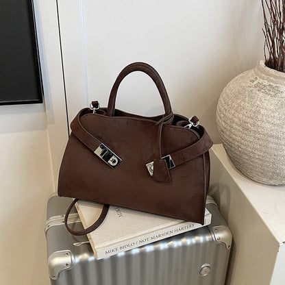 Bolsa Tote de Camurça Nova 2025 - Bolsa de Ombro Feminina Moderna e Elegante de Grande Capacidade - Bolsa de Mão Estilo Motociclista com Textura Premium
