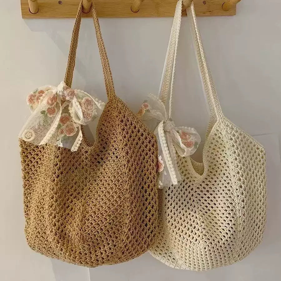 Bolsa Tote de Grande Capacidade, Bolsa de Palha, Bolsa de Ombro de Verão, Bolsa de Palha Feminina Feita à Mão, Nova Bolsa de Praia para Férias