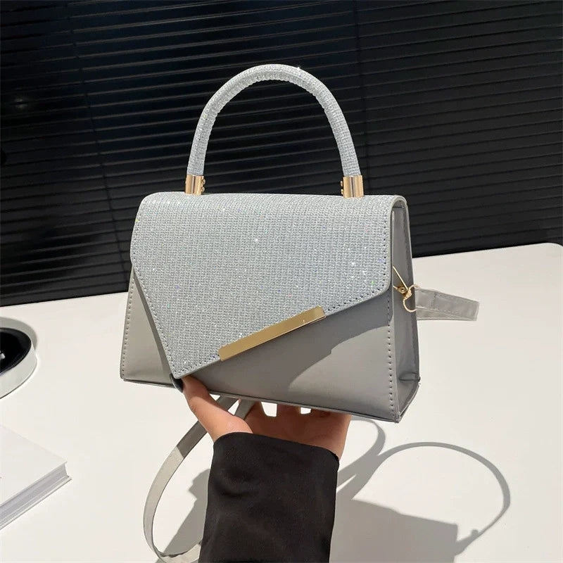 Bolsa transversal de ombro feminina de alta qualidade, estilo novo, versátil, com bordado em fio dourado, pequena e quadrada.
