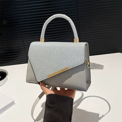 Bolsa transversal de ombro feminina de alta qualidade, estilo novo, versátil, com bordado em fio dourado, pequena e quadrada.