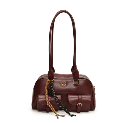 Calça retrô de alta qualidade com vários bolsos e bolsa de grande capacidade para mulheres, estilo novo de 2024, bolsa de boliche, bolsa de ombro único, bolsa de axila para outono e inverno.