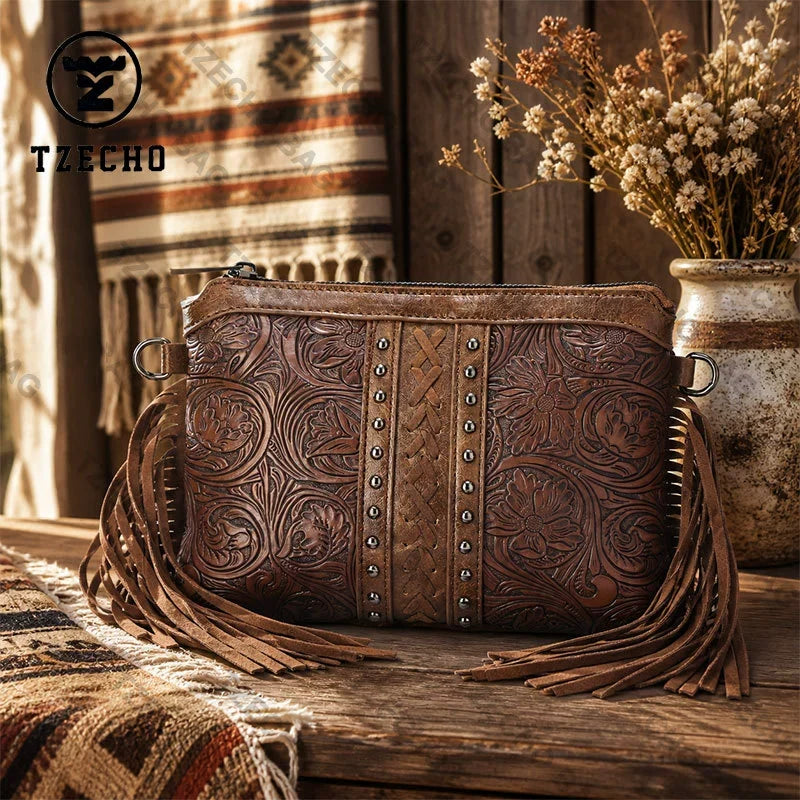 Bolsa Boêmia de Estilo Novo com Franjas, Bolsa Transversal, Bolsa de Ombro, Bolsa de Alta Quality, Bolsa Feminina em Couro PU Impresso