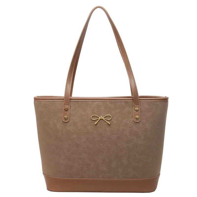 Bolsa de Ombro Retrô de Grande Capacidade Feminina Outono/Inverno 2025, Nova Coleção, Moda Casual, Bolsa de Ombro de Nicho, Bolsa Tote para Trabalho