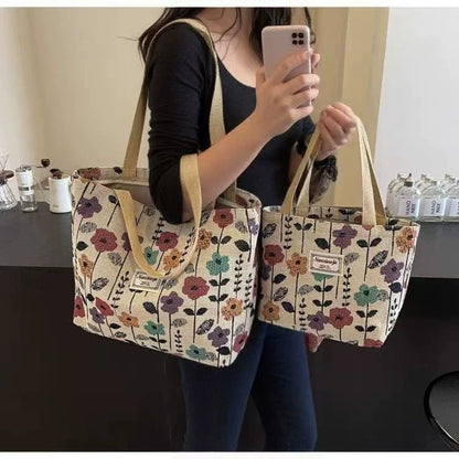Bolsa de Ombro Feminina Estilo Nicho de Grande Capacidade 2025 Nova Coleção Bolsa de Lona Sacola Clássica Bolsa de Trabalho Bolsa Tote para Roupas