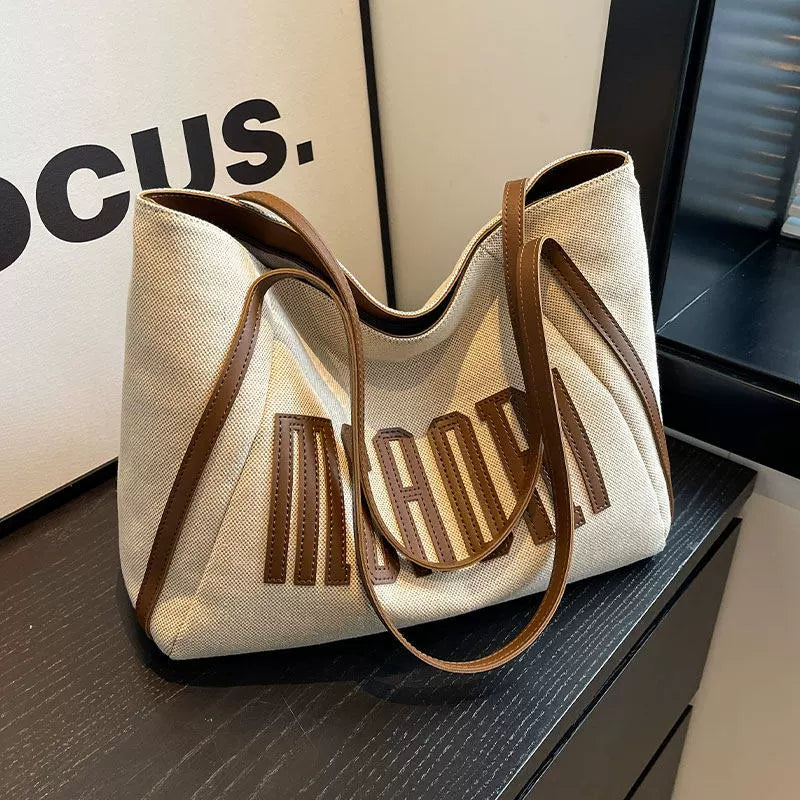 Bolsa Tote de Lona para Mulheres, Grande Capacidade, Novo Lançamento 2026, Bolsa de Mão Exclusiva, Bolsa de Ombro, Bolsa para Estudantes Universitários.