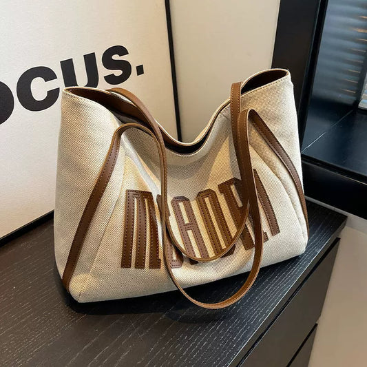 Bolsa Tote de Lona para Mulheres, Grande Capacidade, Novo Lançamento 2026, Bolsa de Mão Exclusiva, Bolsa de Ombro, Bolsa para Estudantes Universitários.