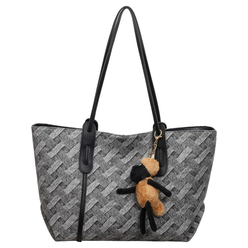 Bolsa de Ombro Casual Color Block da Moda 2026 - Bolsa Tote Estilosa e Espaçosa para o Trabalho, Escola e Uso Diário.