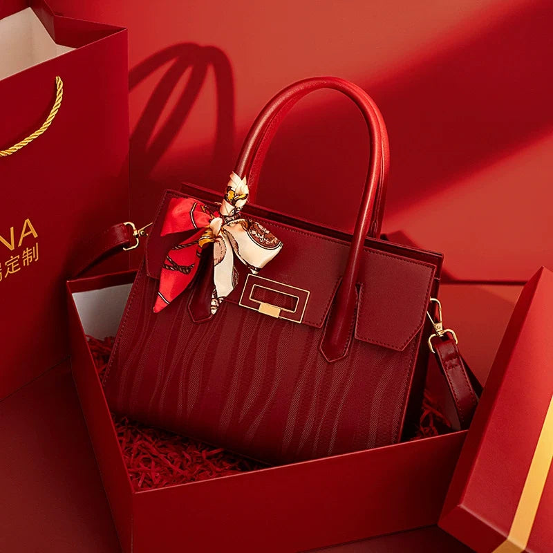 Bolsa vermelha bordada estilo chinês, bolsa de grande capacidade, bolsa de casamento para noiva, presente para mulheres de meia-idade, bolsa cheongsam para mãe