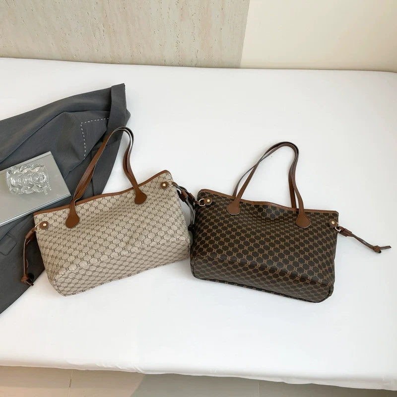 Bolsa Feminina 2025 Nova Moda e Estilosa Estampada Bolsa de Ombro Bolsa de Mão Bolsa de Trabalho Grande Capacidade Sacola