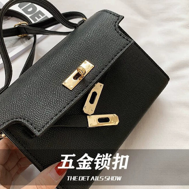 Nova Bolsa Feminina Versátil 2026: Bolsa Retrô Kelly de Ombro Único Transversal Pequena Quadrada – Atacado