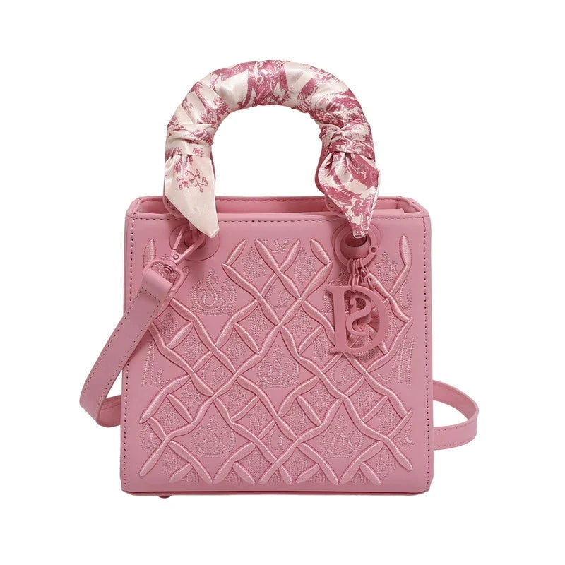 Bolsa Princesa Diana com Bordado Pesado, Nova Moda, Bolsa de Seda, Bolsa de Ombro de Alta Qualidade para Mulheres