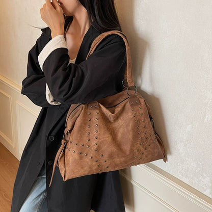 Bolsa de Ombro com Rebites da Nova Moda 2026, Bolsa Tote de Grande Capacidade, Bolsa de Mão Feminina Casual Versátil de Alta Qualidade para o Dia a Dia