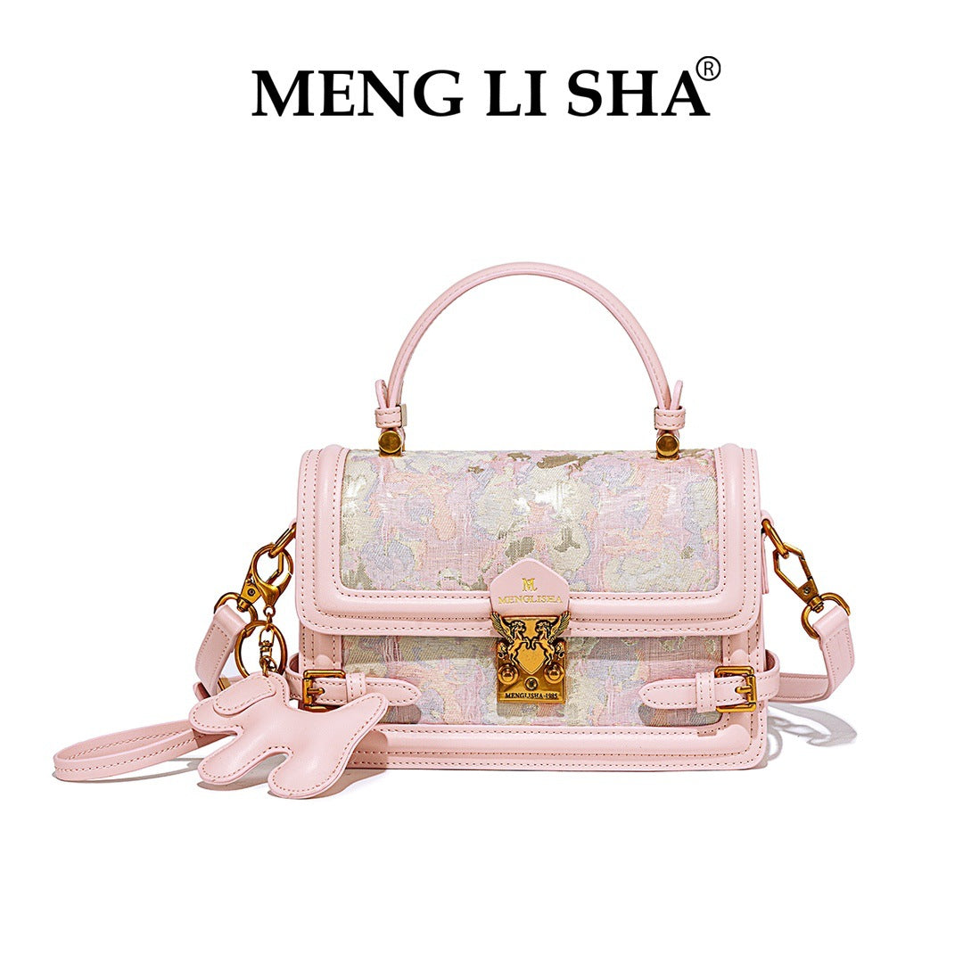 Bolsa transversal de ombro pequena e quadrada, bordada, estilo retrô de luxo, para mulheres, nova coleção 2026, moderna e versátil para o dia a dia.