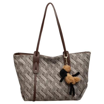 Bolsa de Ombro Casual Color Block da Moda 2026 - Bolsa Tote Estilosa e Espaçosa para o Trabalho, Escola e Uso Diário.