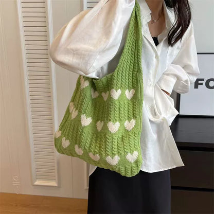 Nova coleção 2026: Bolsa de ombro feminina, bolsa de tricô, moda fácil de combinar, bolsa de lã tricotada, bolsa tiracolo, sacola, bolsa bucket.