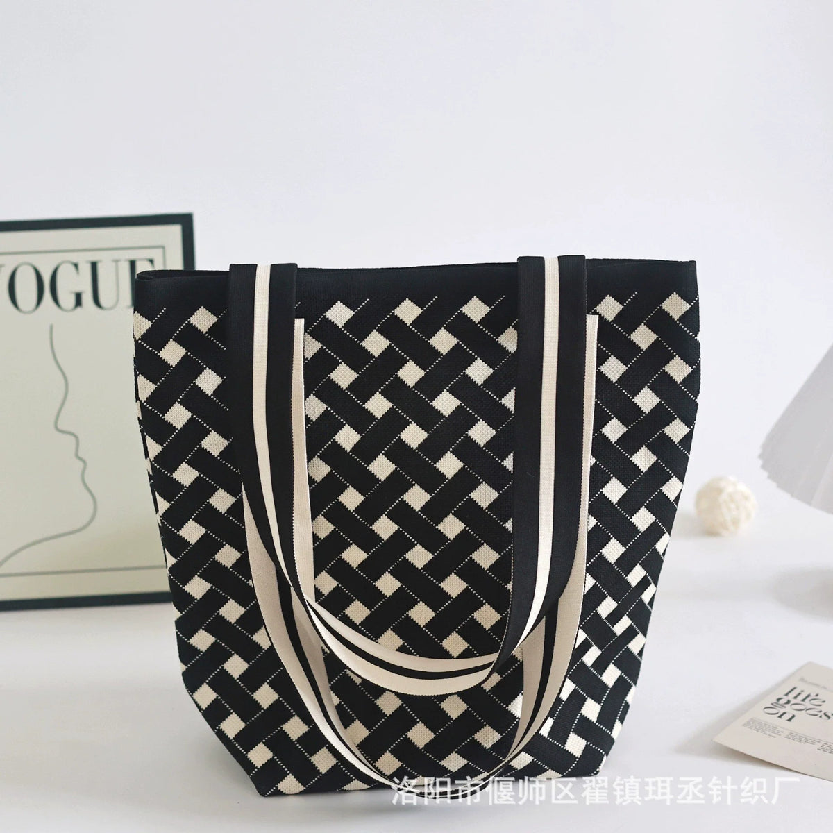 Bolsa de malha de grande capacidade bolsa de ombro feminina versátil moda crossbody bolsa balde bolsa de ombro