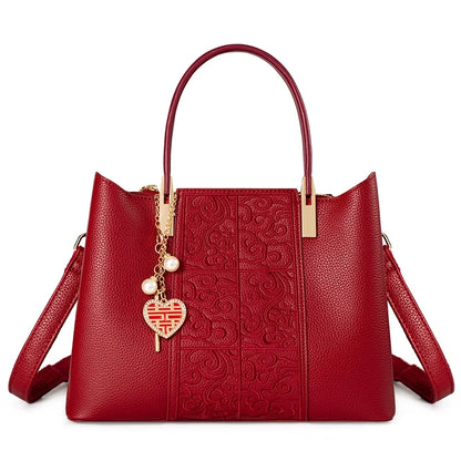 Bolsa vermelha bordada estilo chinês, bolsa de grande capacidade, bolsa de casamento para noiva, presente para mulheres de meia-idade, bolsa cheongsam para mãe