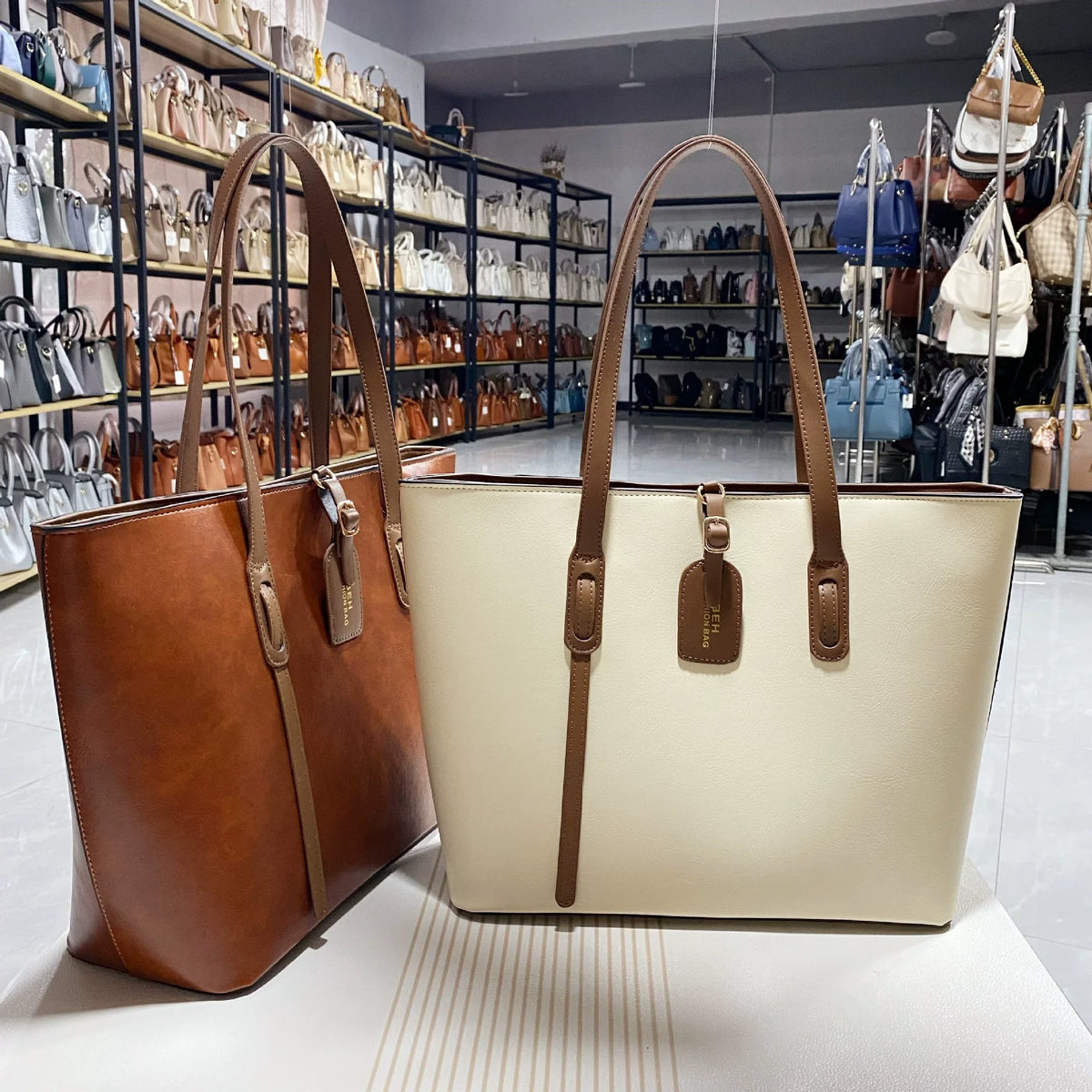 Bolsa tote com estampa de couro de vaca, bolsa feminina Taizhou, bolsa transversal de ombro único, bolsa texturizada BEHtotebags